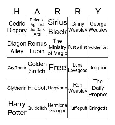 Harry Potter Bingo! Bingo Card