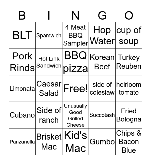 GB BINGO Card