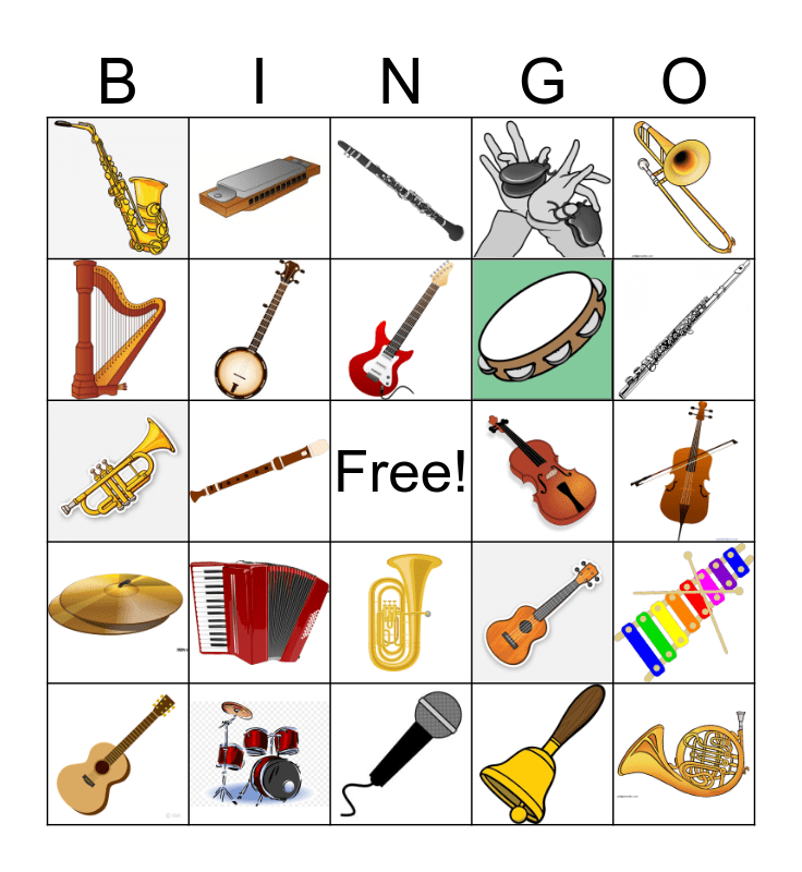 Musical Bingo Card