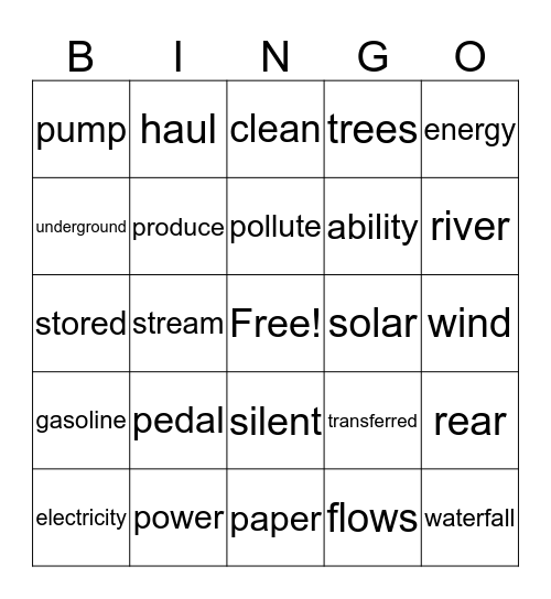 G2 Unit 6 Week 2 Pedal Power Bingo Card