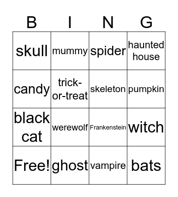 Halloween BINGO Card