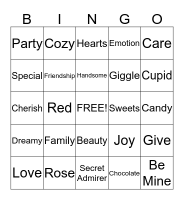 Valentine's Day Bingo Card