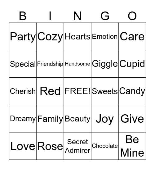 Valentine's Day Bingo Card