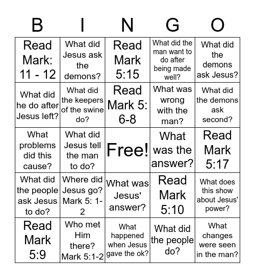 The Demon Possessed Man Bingo Card