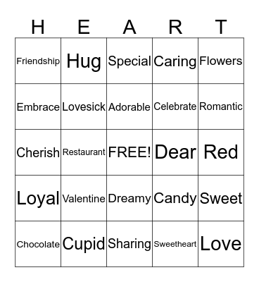 Valentine Bingo!! Bingo Card