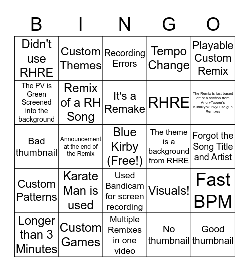 durangodudes Custom Remix Bingo Card