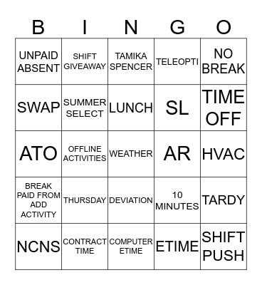 AHS GLOBAL WORKFORCE Bingo Card