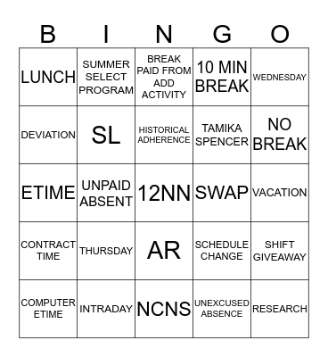 AHS GLOBAL WORKFORCE Bingo Card