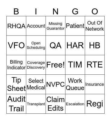 RCM Finance Bingo Card