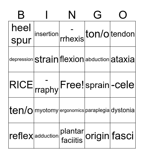Chapter 4 Bingo Card