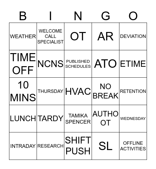 AHS GLOBAL WORKFORCE Bingo Card