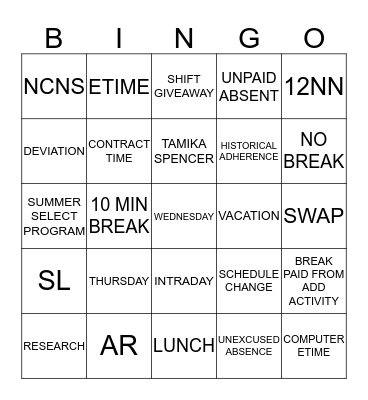 AHS GLOBAL WORKFORCE Bingo Card