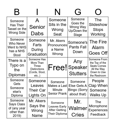 Graduation BINGO Card