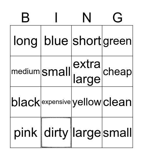About clothing!  Bingo Card