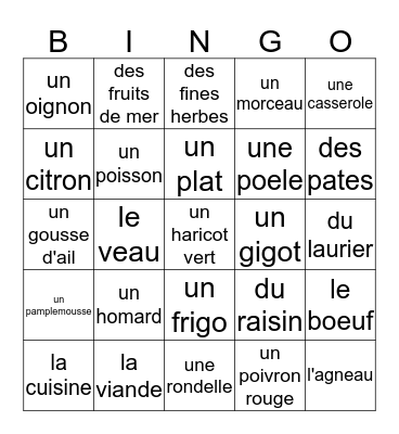 Chapter 5 Bingo Card