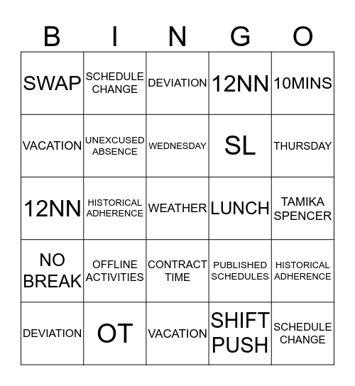 AHS GLOBAL WORKFORCE Bingo Card