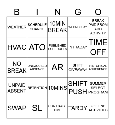 AHS GLOBAL WORKFORCE Bingo Card