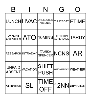 AHS GLOBAL WORKFORCE Bingo Card