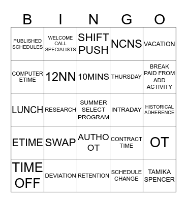 AHS GLOBAL WORKFORCE Bingo Card