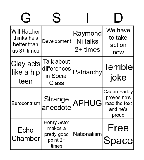 Climate Change Lecture Bingo Card