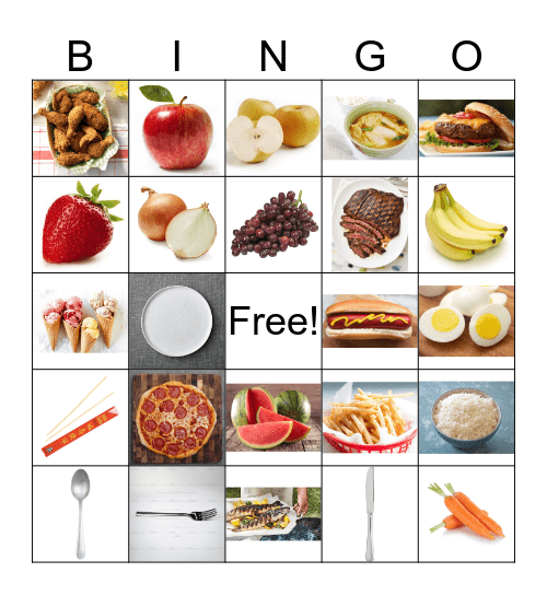 Foods and Dining Bingo Card