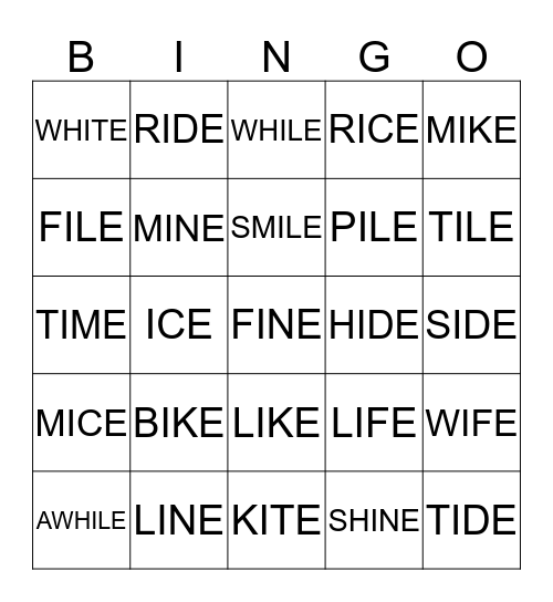 SNEAKY E BINGO Card