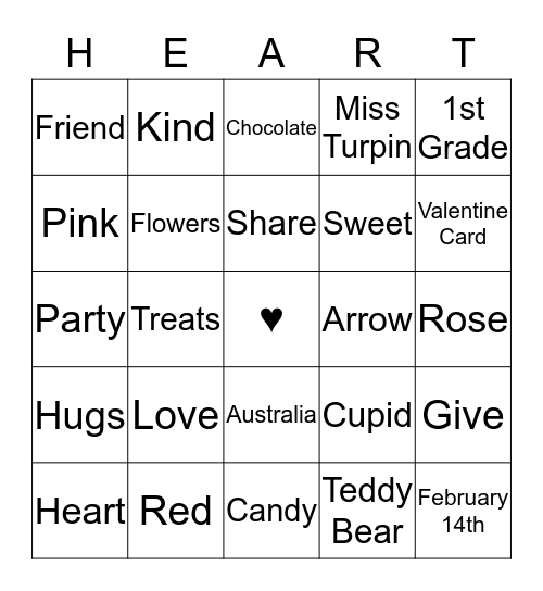 Valentine Bingo Card