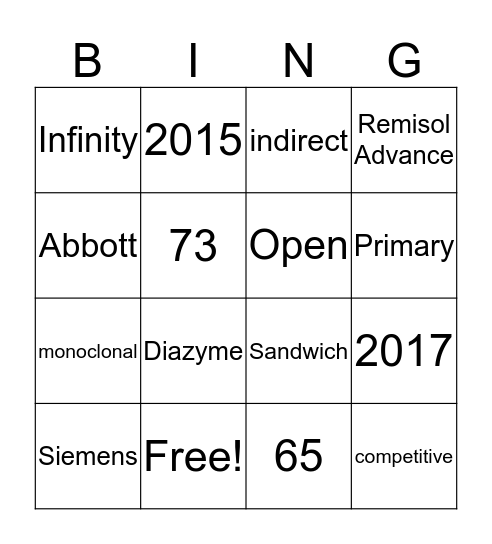 Competitor Bingo Card