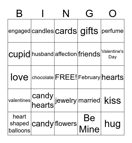 Valentine's Bingo Card