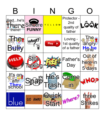 Mr. McDonald's Father's Day Bingo Card