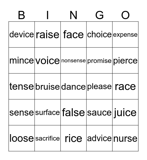 ce  /  se Bingo Card