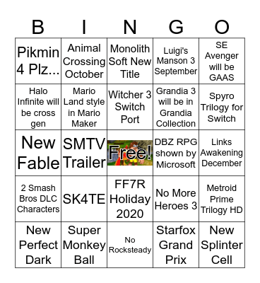 E3 Bingo Card