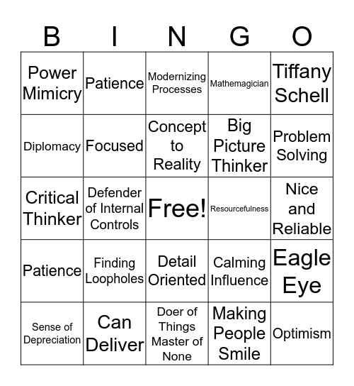All Managers Bingo Card