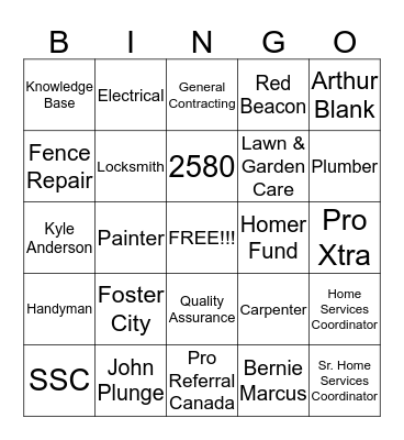 Pro Referral Bingo Card