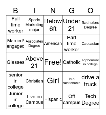 Diversity Bingo Card