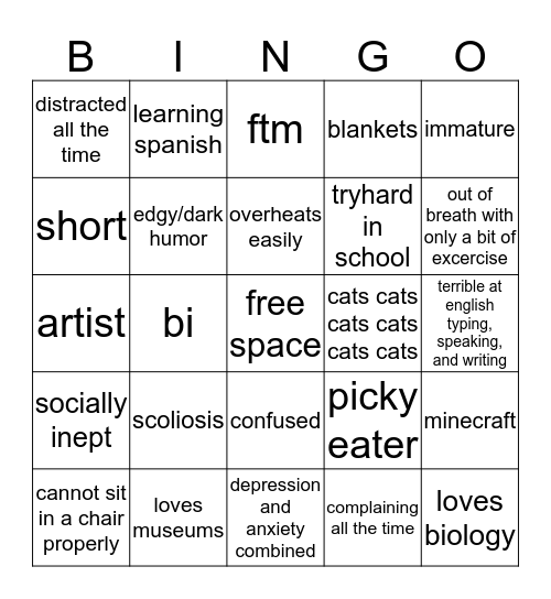 @cassadeir bingo Card