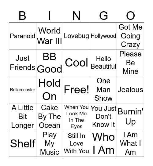 Jonas Brothers SINGO Bingo Card