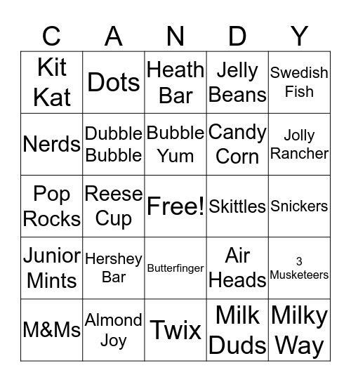 Candy Bingo Card