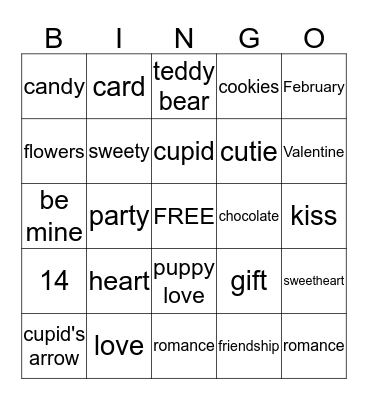 Valentine  Bingo Card