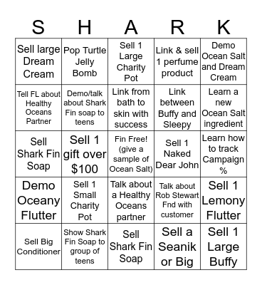 SHARK Bingo Card