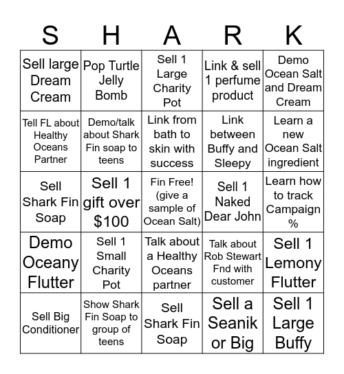 SHARK Bingo Card
