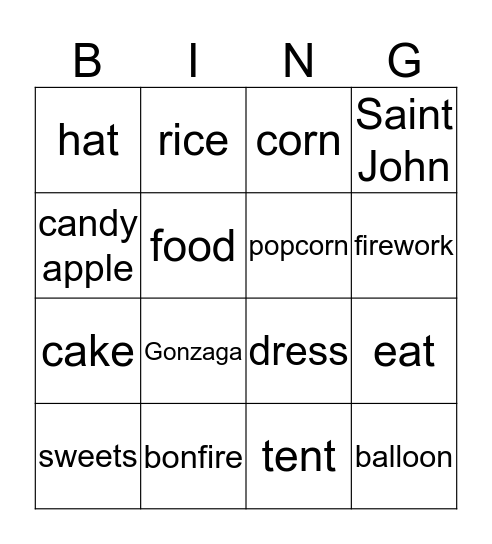 São João Bingo Card