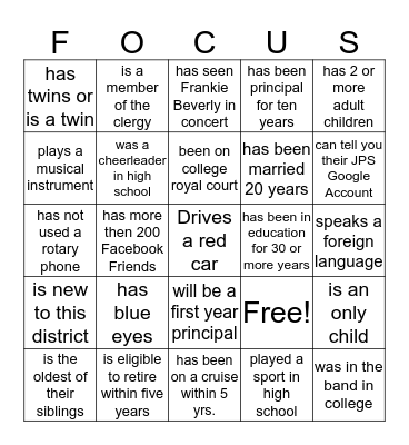 JPS 3Rs.... Get FOCUSED!!! Bingo Card