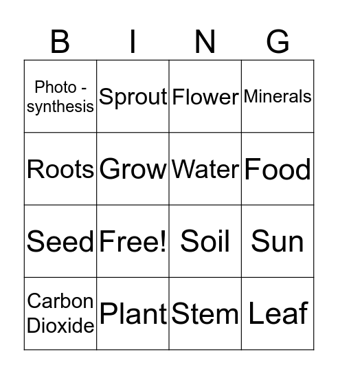 Plant Bingo Card