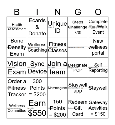 Wellness Program: New & Improved Bingo Card