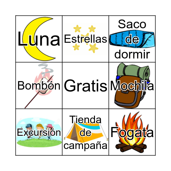 Vocabulario Bingo Card