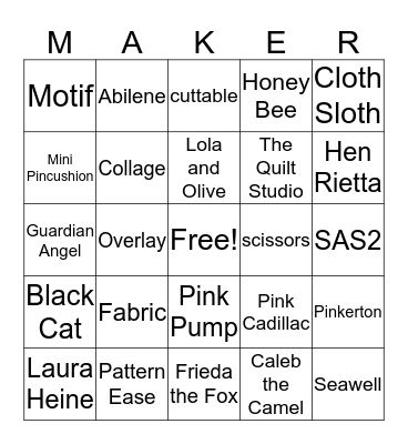 FABRIC COLLAGE Bingo Card