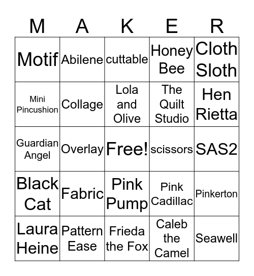 FABRIC COLLAGE Bingo Card