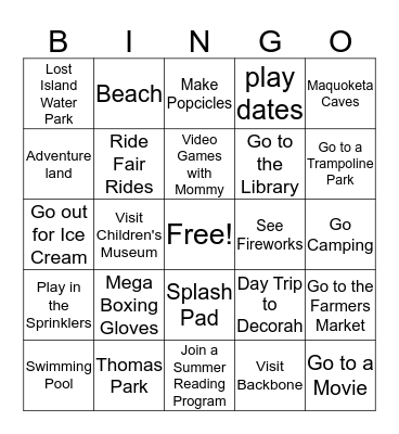 Summer BINGO Card