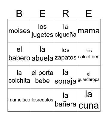 baby shower loteria Bingo Card